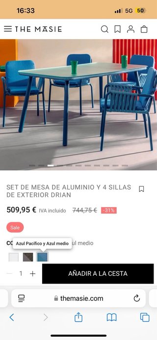 Mesa y 4 Sillas Exterior con cojines + funda.