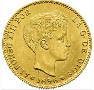 20 Pesetas 1896 Alfonso XIII MPM Madrid (spot).
