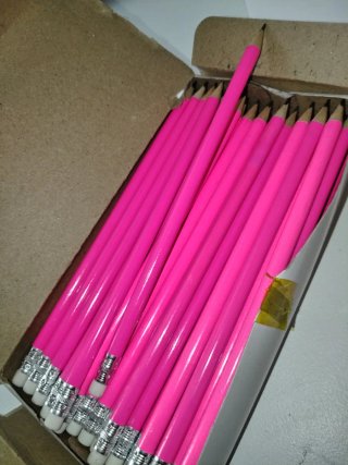 Lotto 100 matite rosa con gommino