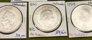 Monedas Plata Holanda 10 Gulden Juliana 1970, 1973