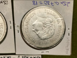 Monedas Plata Holanda 10 Gulden Juliana 1970, 1973