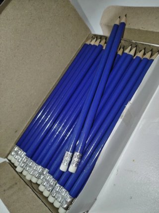 Lotto 100 matite blu con gommino