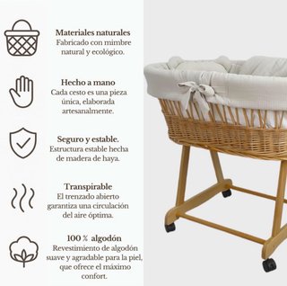 Moisés / Minicuna de madera con ruedas