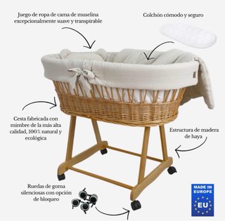 Moisés / Minicuna de madera con ruedas