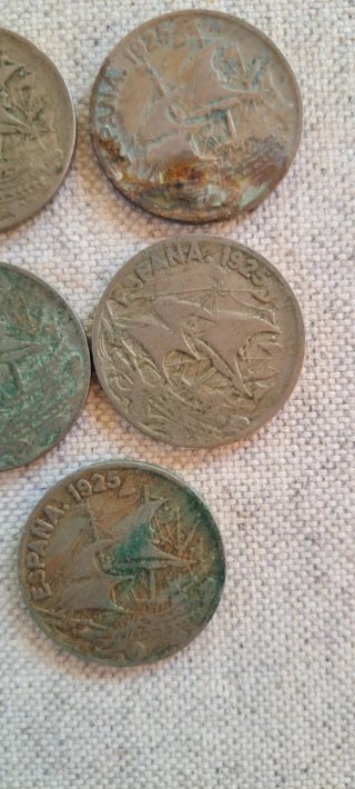5 Monedas de 25 céntimos Alfonso XII. Año 1925