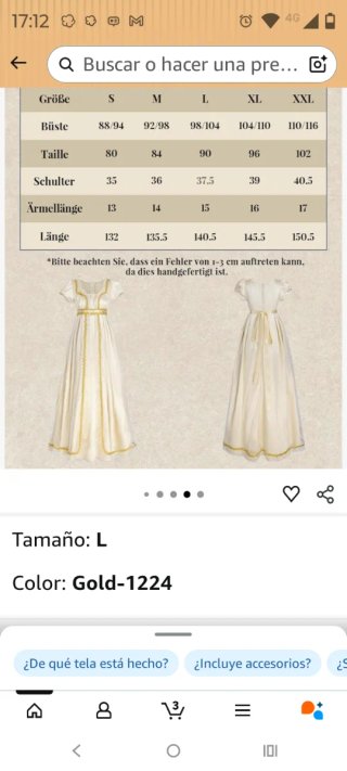 Vestido dorado Jane Austen (3 piezas)