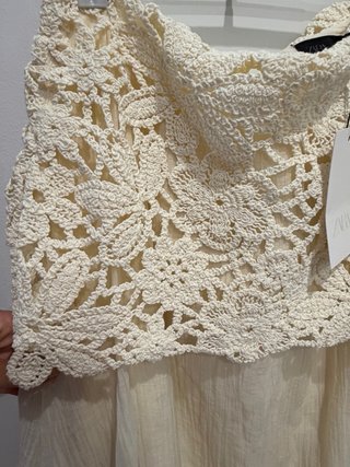 Falda Zara Beige Crochet Talla XS