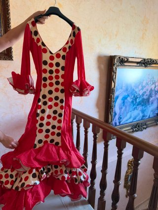 Vestido Gitana Rosa Volantes