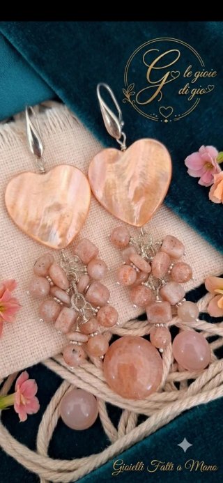Orecchini Cuore Madreperla e Pietre Naturali