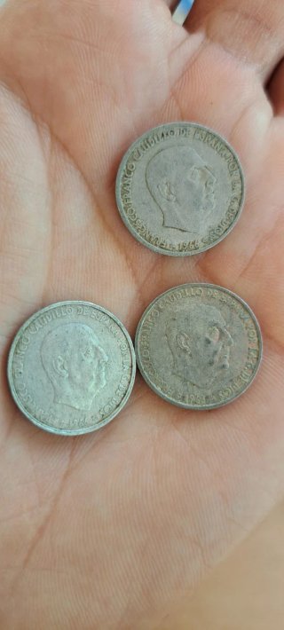 Lote 3 monedas 50 céntimos 1966