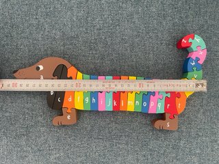 Puzzle in legno a forma di salsiccia con lettere Montessori