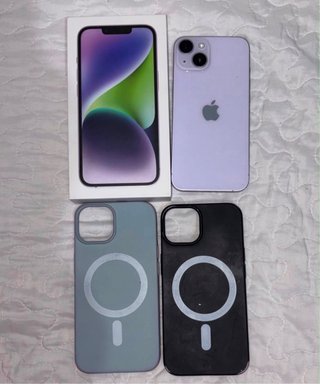 iPhone 14 Morado + 2 Fundas