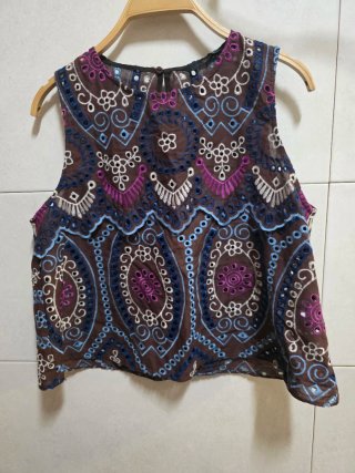 Conjunto Zara Top y Falda Bordada Talla M