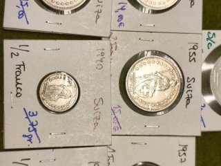 Monedas Franco Suizo Plata 1/2 Fr, 1 Fr y 2Fr