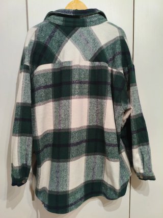 Abrigo cuadros verde y blanco mujer