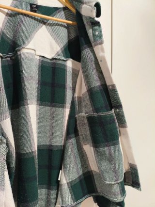 Abrigo cuadros verde y blanco mujer