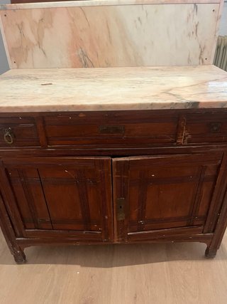 Mueble tocador madera y mármol