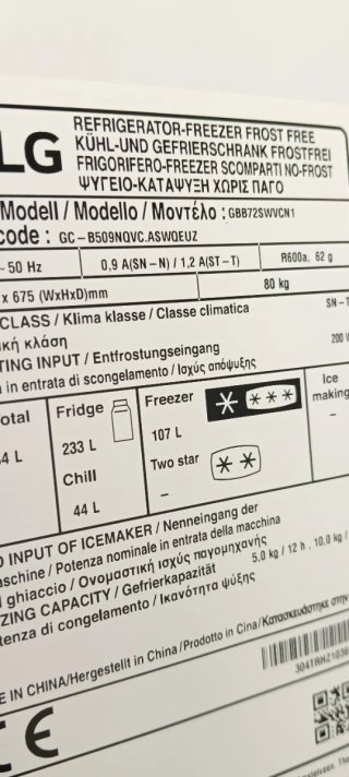 NEVERA COMBI L.G NO FROST ENERGÍA A+