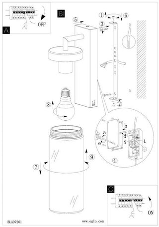 Lampara de pared exterior farol Eglo Bovolone