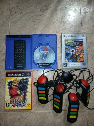 PlayStation 2, 3 juegos, y mando DVD Original.