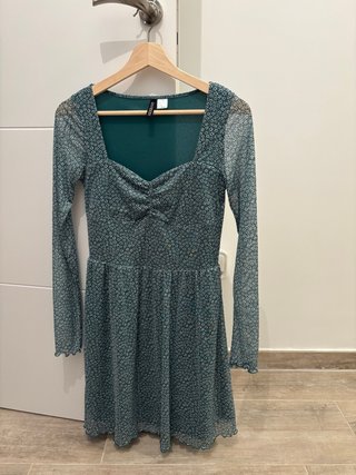 Vestido H&M verde floral manga larga