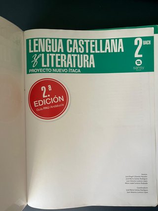 Libro Lengua Castellana y Literatura II Bachiller