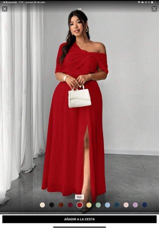 Vestido fiesta SHEIN rojo talla 0XL (44)