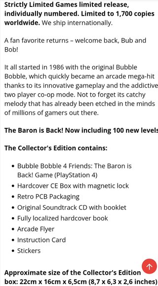 Bubble Bobble 4 Collector Limited Edition PS4 PS5