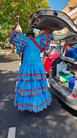 Vestido Flamenco Azul y Rojo Talla Única