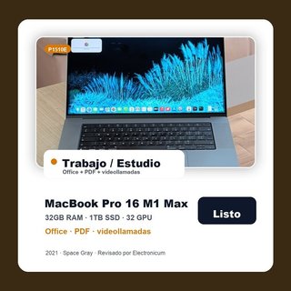 Macbook Pro 16 2021 M1 MAX 10C 32GB 1TB SSD Lavoro studio
