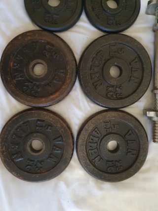 Banco de pesas y mancuernas discos  2.3kg/1.2kg