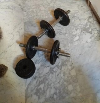 Banco de pesas y mancuernas discos  2.3kg/1.2kg