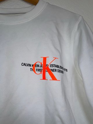 Sudadera Calvin Klein Jeans Blanca Logo CK