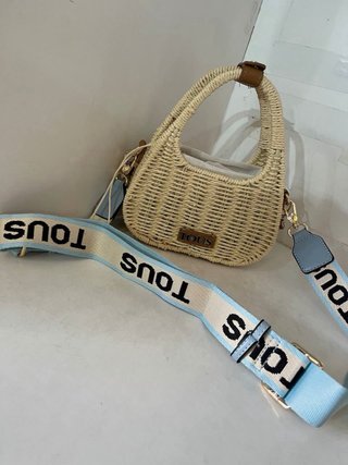 Bolso Tous pequeño mimbre y piel