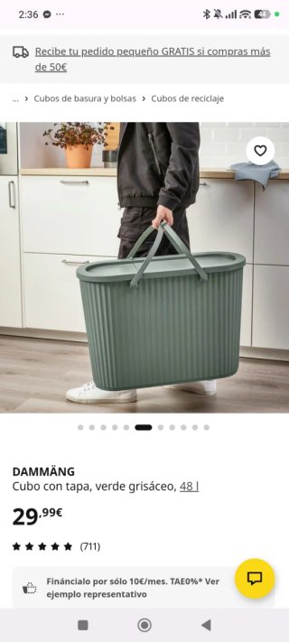 Cubo DAMMÄNG verde grisaceo plástico