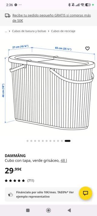 Cubo DAMMÄNG verde grisaceo plástico