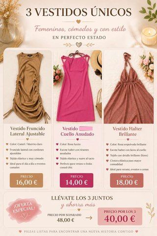 Lote 3 Vestidos Mujer
