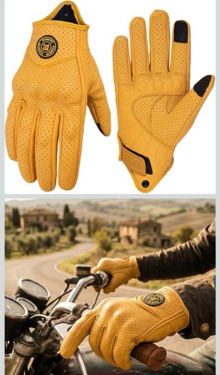 Guantes Moto Piel Amarillos TDGO Clásicos