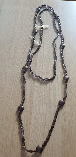 Collana perle simil vetro marrone/viola