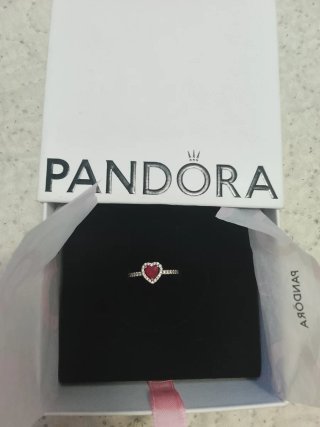 Anillo Pandora Corazón Rojo Talla 50
