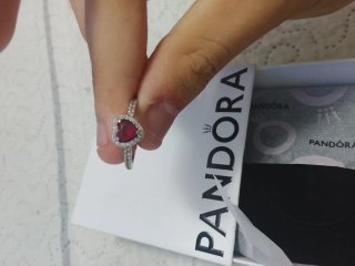 Anillo Pandora Corazón Rojo Talla 50