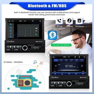 Radio CarPlay 1 DIN Táctil Extensible Motorizada
