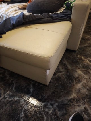 Sofá cheslong beige y gris