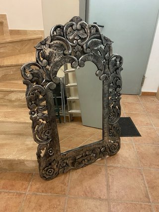 Espejo de madera tallada plata