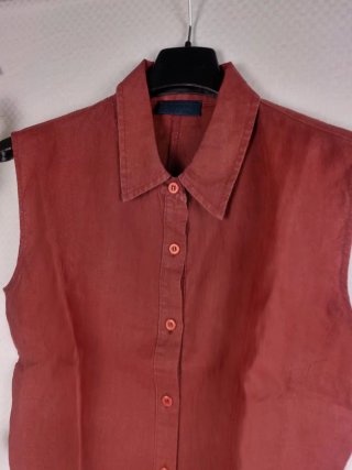 Camicia Smanicata Crop in PuroLino Vinaccia