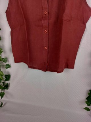 Camicia Smanicata Crop in PuroLino Vinaccia