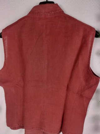 Camicia Smanicata Crop in PuroLino Vinaccia
