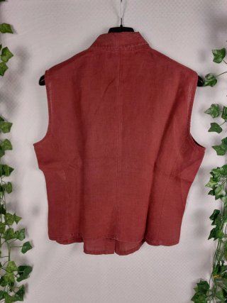 Camicia Smanicata Crop in PuroLino Vinaccia