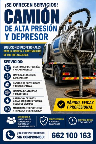 CAMION DEPRESOR, ALTA PRESIÓN