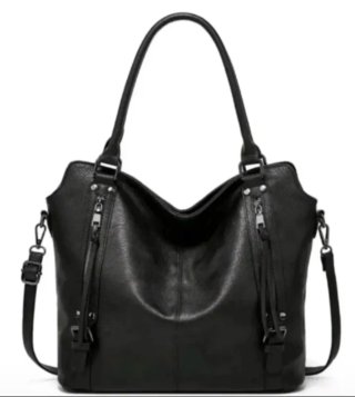 Bolso negro de cuero sintético